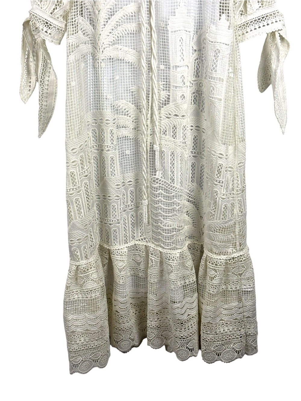 FARM RIO MORADA BOA GUIPURE LACE WHITE MIDI DRESS - Picture 13 of 16